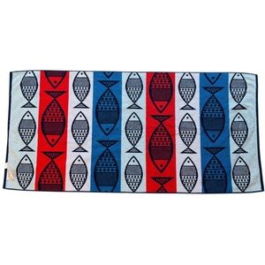 LOFT Navy and Red & White Fish Patterned Youth Beach Towel Size 28x57